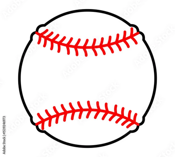 Obraz Simple baseball with red stitching. Clipart image isolated on background.