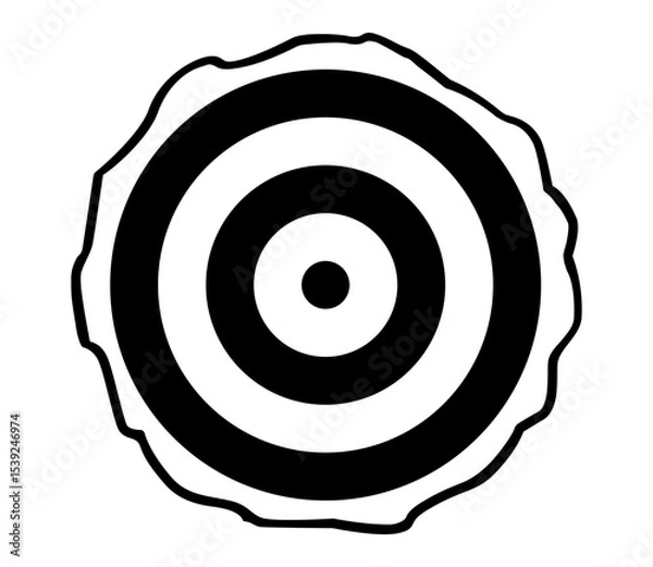 Obraz Black and white vector illustration of axe-throwing target with concentric circles. Clipart image.