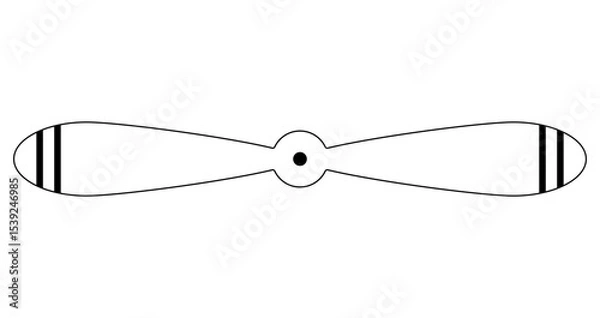 Obraz Outline illustration of airplane propeller with two striped blades. Clipart image isolated on background.