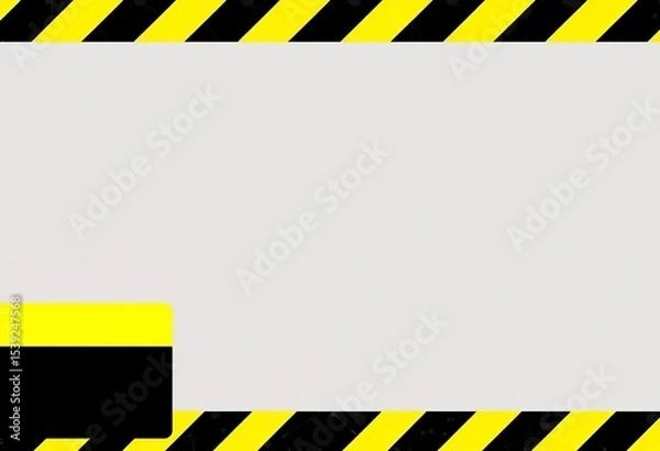 Fototapeta Black and yellow striped border design for under construction website page,  alert,  web design