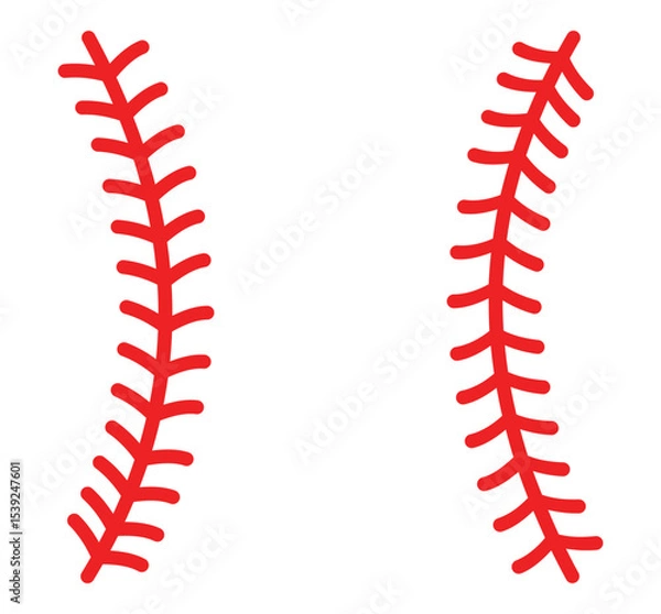 Obraz Red baseball stitching icon on white background. Clipart image isolated on background.
