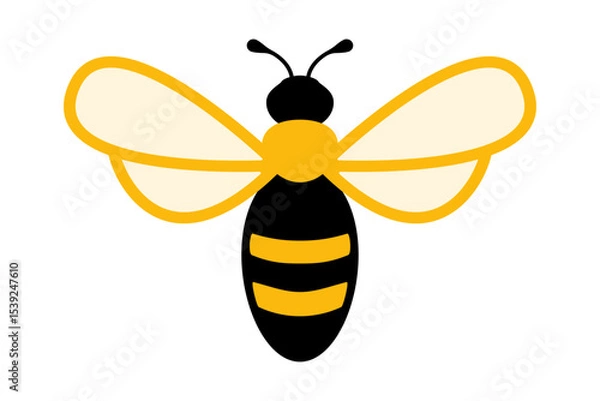 Obraz Simple yellow and black bee icon vector illustration. Clipart image isolated on background.