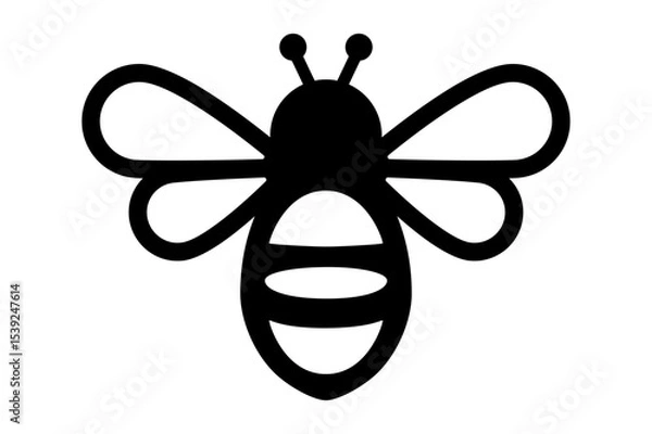 Obraz Simple black and white bee icon vector illustration. Clipart image isolated on background.