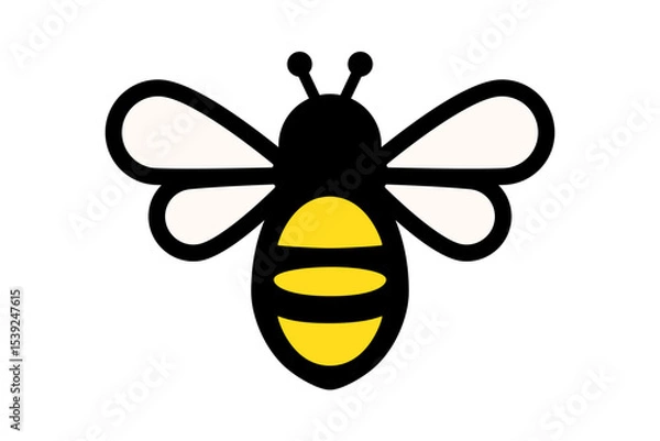 Obraz Minimalistic black and yellow bee icon. Clipart image isolated on background.