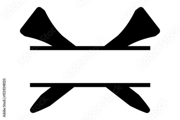 Obraz Black golf tee split monogram icon with crossed design. Clipart image isolated on background.