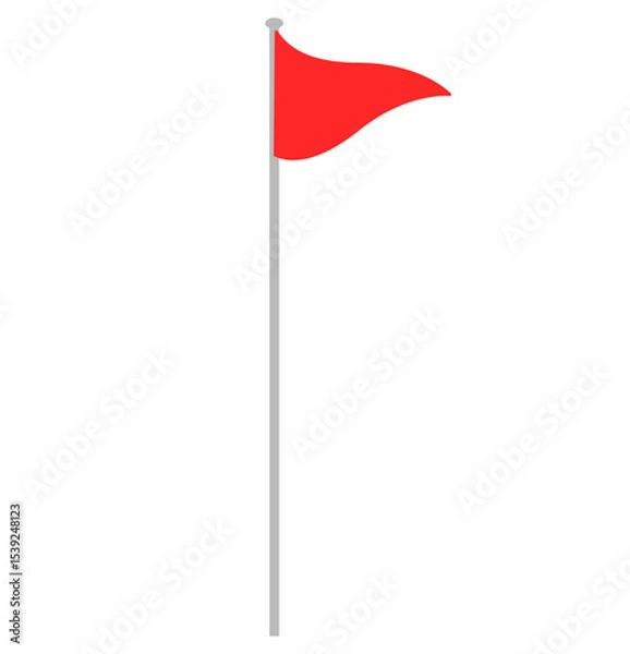 Obraz Red golf flag on white pole isolated on white background. Clipart image isolated on background.