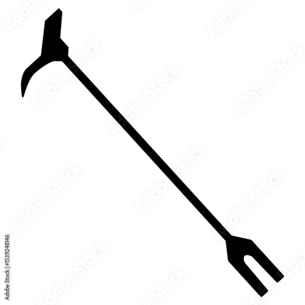 Obraz Black silhouette of Halligan bar versatile firefighting tool icon. Clipart image isolated on background.