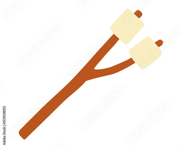 Obraz Marshmallow stick icon with two white marshmallows ready for roasting. Clipart image isolated on background.