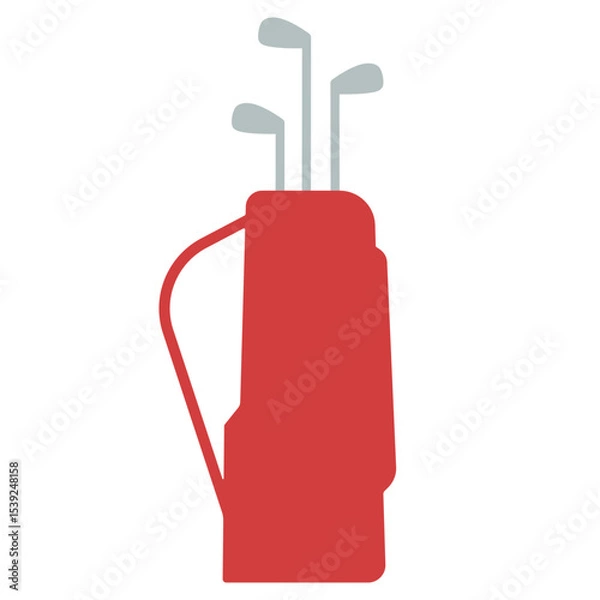 Obraz Red golf bag with clubs icon on white background. Clipart image isolated on background.