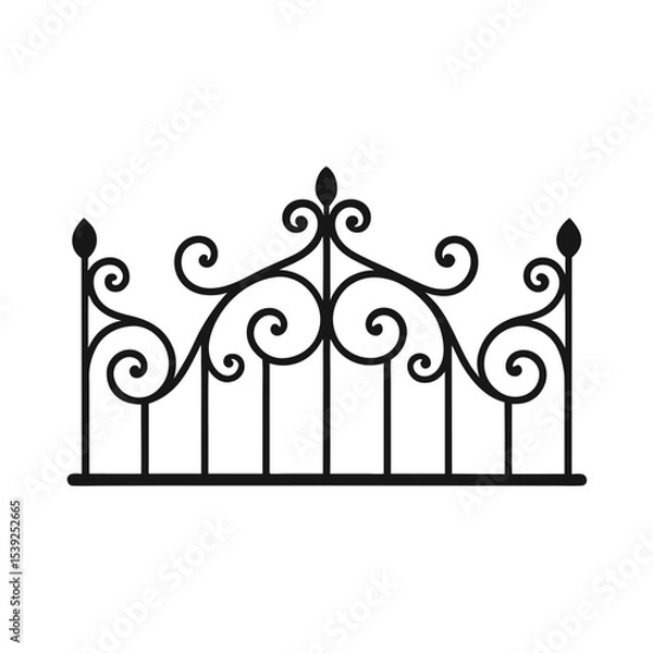 Fototapeta Flat Decorative Metal Fence with Swirls Vector Element