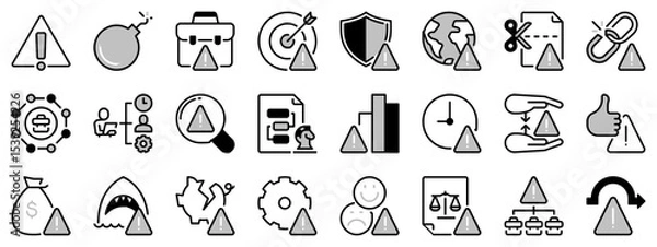 Fototapeta Icons in two tones about risk management. Editable stroke