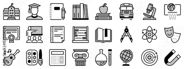 Fototapeta Icons in two tones about school