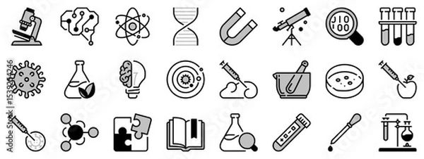 Fototapeta Icons in two tones  about science
