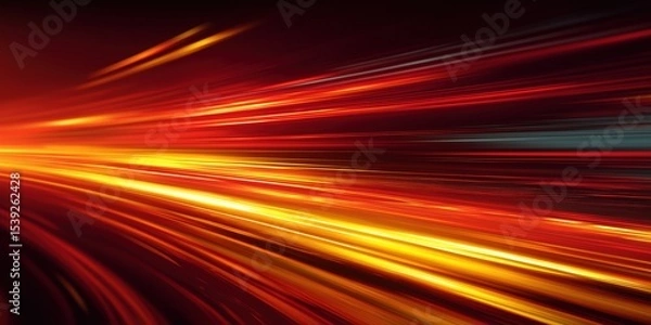 Obraz Dynamic Red and Yellow Speed Lines on Dark Gradient Background


