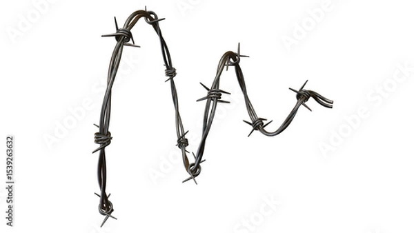 Obraz A close up of barbed wire against a black background in a studio setting with dark lighting on transparent background