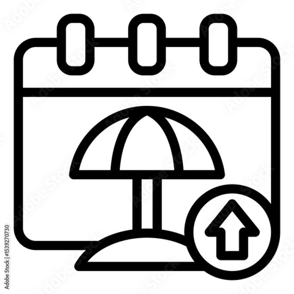 Obraz calendar beach outline icon for high season holiday
