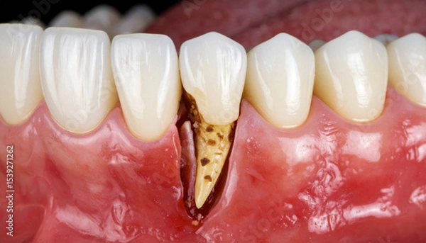 Obraz Wisdom tooth, majestic sentinel of jaw, emerged at unexpected angle amidst high fidelity visuals, showcasing dental health intricacies and oral anatomy