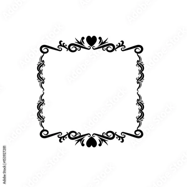 Fototapeta decorative frame floral romantic border cute image vector illustration