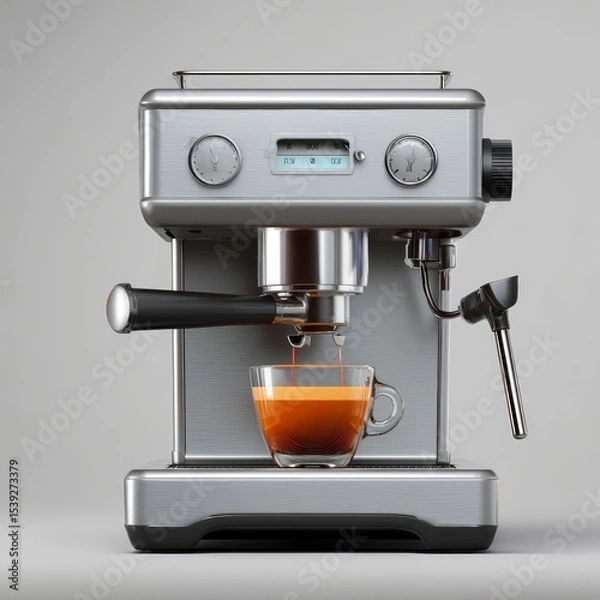 Fototapeta A modern espresso machine brewing a cup of rich, aromatic coffee