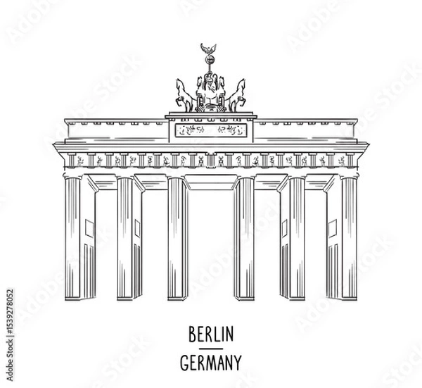Fototapeta Germany hand drawn Brandenburg Gate vector illustration