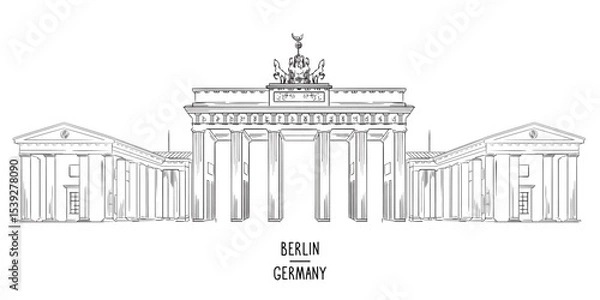 Fototapeta Berlin Brandenburg Gate hand drawn vector illustration
