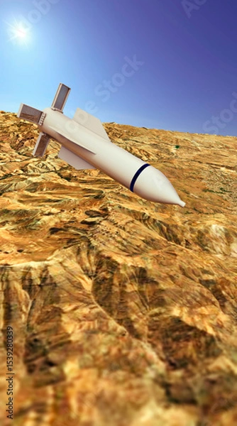 Obraz The GBU-57 MOP (Massive Ordnance Penetrator) is a precision-guided, bunker buster bomb. The missions are reaching and destroying deep underground bunkers or well-protected facilities. 3d rendering