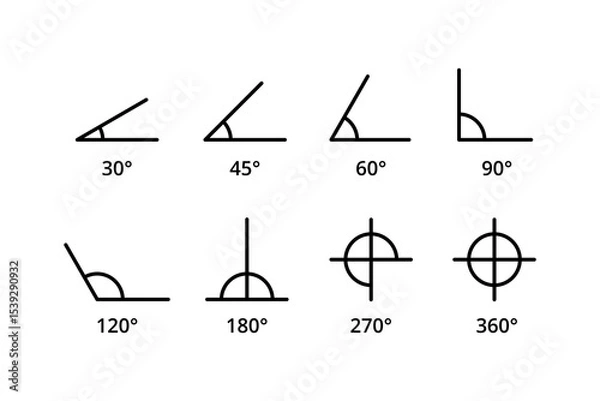 Fototapeta Angles line vector icons set