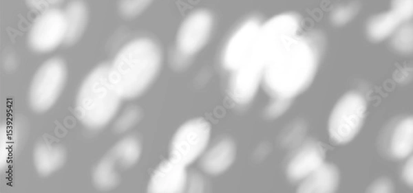 Obraz Shadow and Light Overlay Background. Sunlight Effect of Tree Leaves and Sun on the Wall. Vector Transparent Plant Shadows