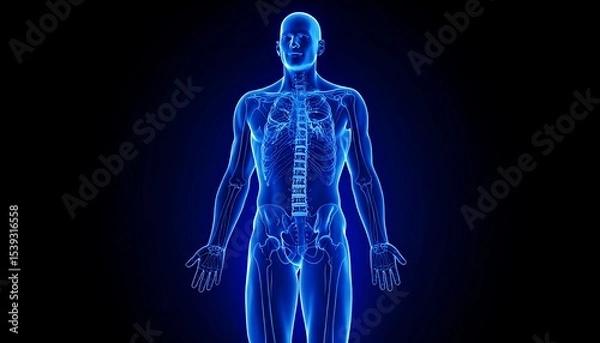 Fototapeta Male Anatomy with Skeletal System.