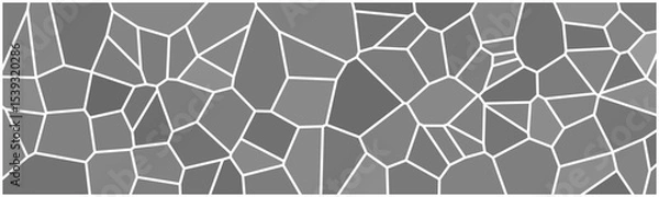 Fototapeta A simple abstract mosaic pattern with irregular gray shapes divided by white lines, creating a modern and geometric look.

