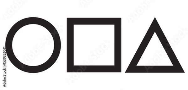 Fototapeta A simple illustration of a circle square and triangle in black outline on a white background design art