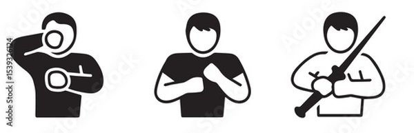 Fototapeta vector illustration of a black and white three fighting defencer