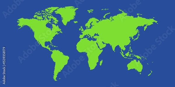 Fototapeta World map background perfect for travel, education, or business themes. Great for presentations, blogs, and global concepts. Ideal for your next creative project. Sky blue and dark green.