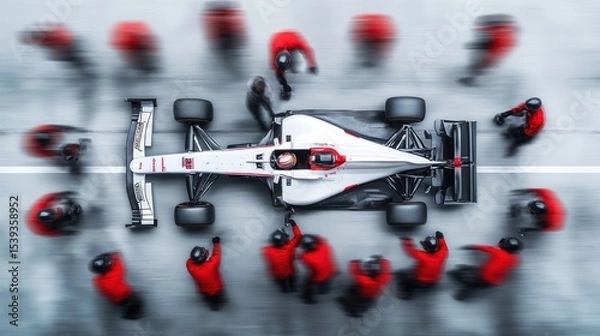 Fototapeta Formula 1 Pit Stop: A Blur of Motion and Precision