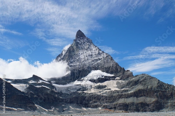 Fototapeta Panoramic view of Matterhorn from Matterhorn Glacier Trail in Switzerland