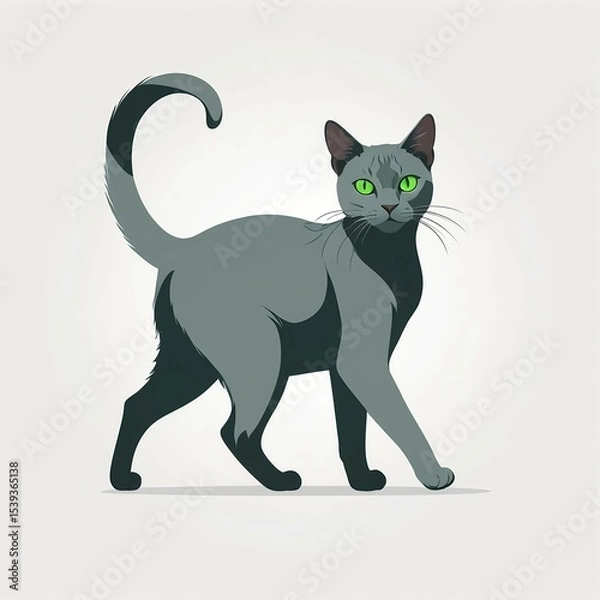 Obraz 何かを見つけ立ち止まるコラット猫