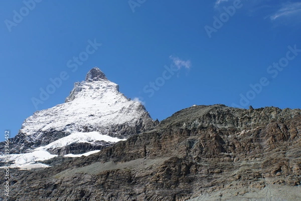 Fototapeta Panoramic view of Matterhorn from Matterhorn Glacier Trail in Switzerland