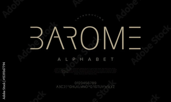 Fototapeta Elegant futuristic display font with clean lines and minimalist cuts. Perfect for modern branding and high-tech visuals