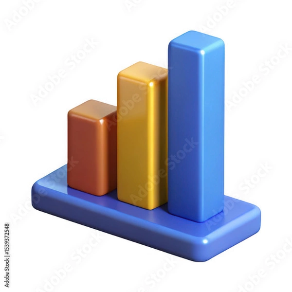 Fototapeta 3d realistic bar chart icon isolated on transparent background