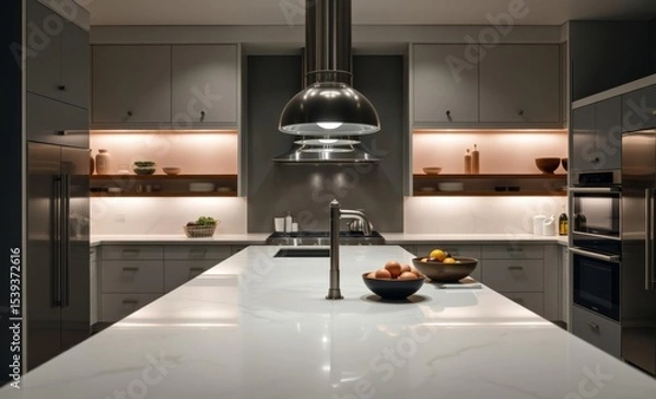 Fototapeta A gourmet haven where sleek cabinetry met a polished kitchen island a culinary command center that exuded both elegance and practicality