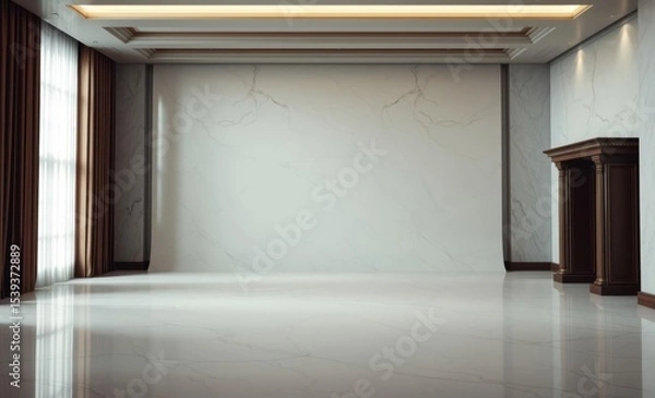 Fototapeta A pristine backdrop of smooth white marble its surface adorned with subtle veins and a soft ethereal glow