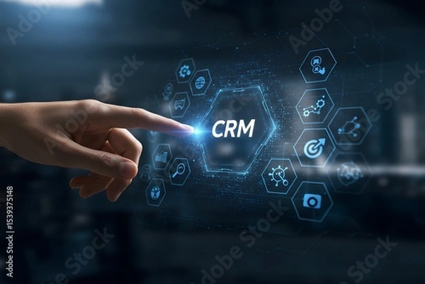 Fototapeta CRM Customer relationship management software system business technology concept. Generated AI