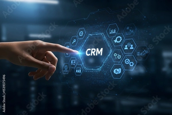 Fototapeta CRM Customer relationship management software system business technology concept. Generated AI