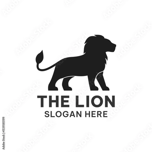 Obraz Lion logo in silhouette style. Modern animal vector illustration. Animal icon