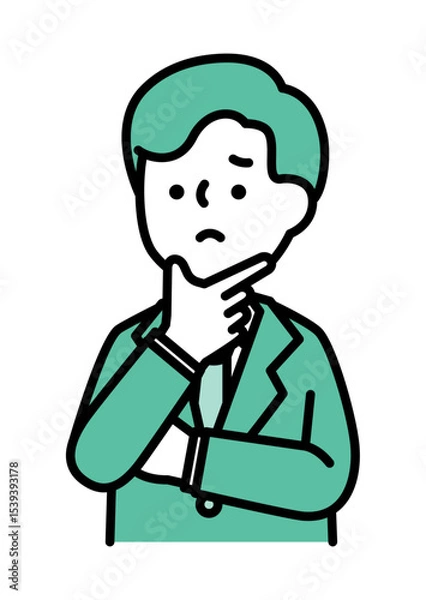 Fototapeta 困っている表情とポーズの男性のベクターイラスト