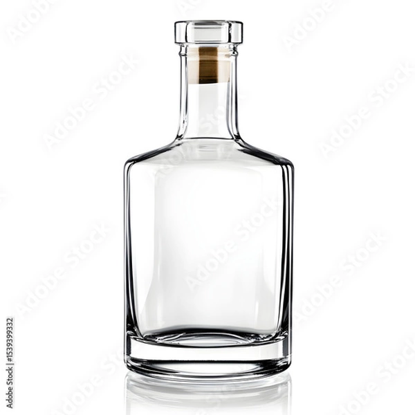 Obraz Elegant glass bottle for premium spirits and beverages, isolated on white background.