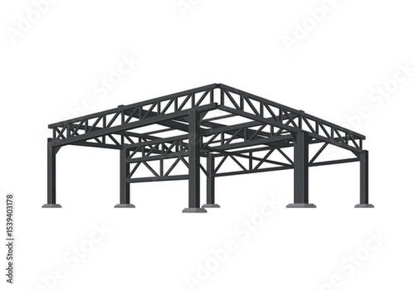 Obraz Steel frame structure supports trusses beams gray