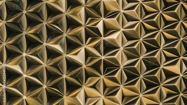 Fototapeta Golden triangular pyramid geometric pattern creates elegant visual texture