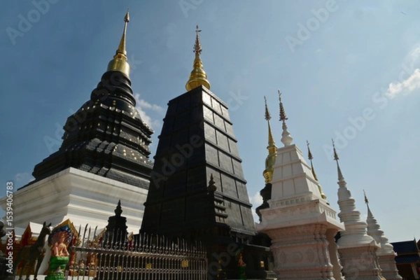 Obraz The Great Stupa of the Twelve Zodiac Signs reflects the beliefs of the twelve zodiac signs in the Lanna style in the most beautiful and realistic way at Wat Den Sali Si Mueang Kaen. at Thailand.
