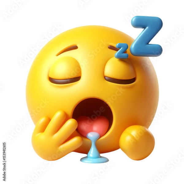 Fototapeta 3d sleepy emoticon yawning isolated on transparent background